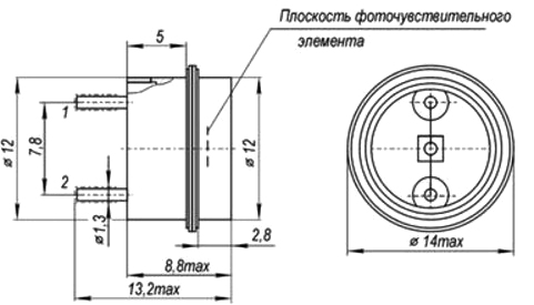 Рис.1. Габаритные размеры фотодиода ФД-287