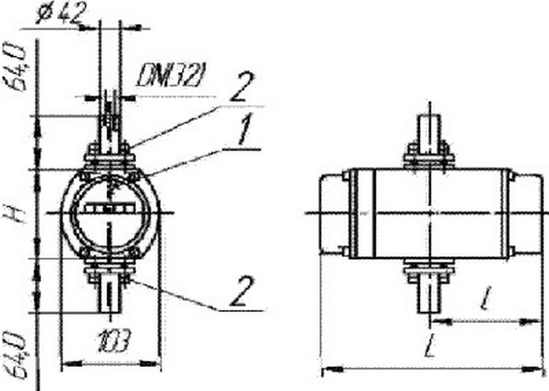 Рис.1. Габаритный чертеж счетчика газа РГА